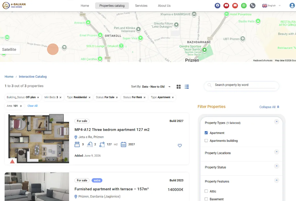 e-Balkan Real Estate Catalog Search View